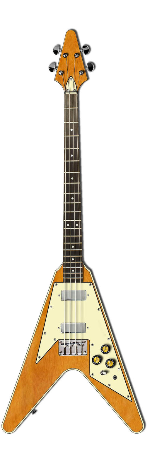 Eastwood Flying BV Flying V Style Bass Guitar Natural