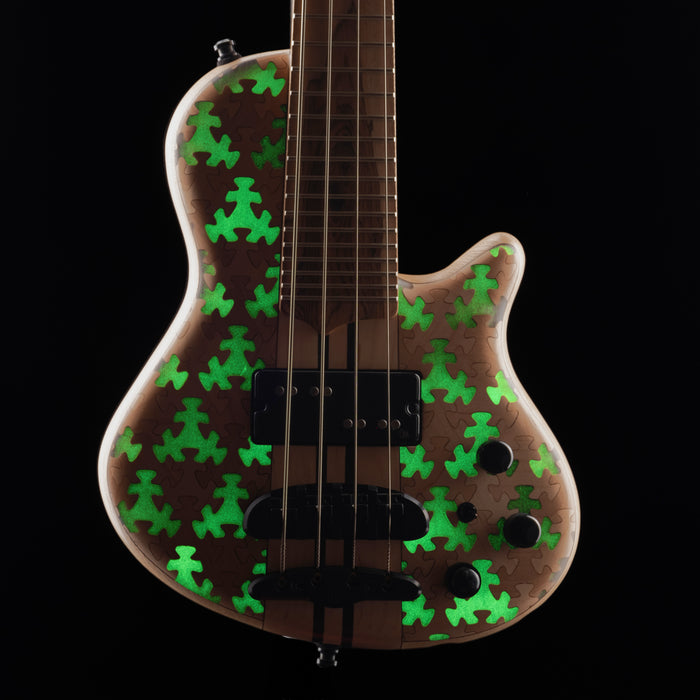Mayones Cali4 Bass 17.5" Scale Swamp Ash Body Triskelion Top Natural Matt Finish with Case