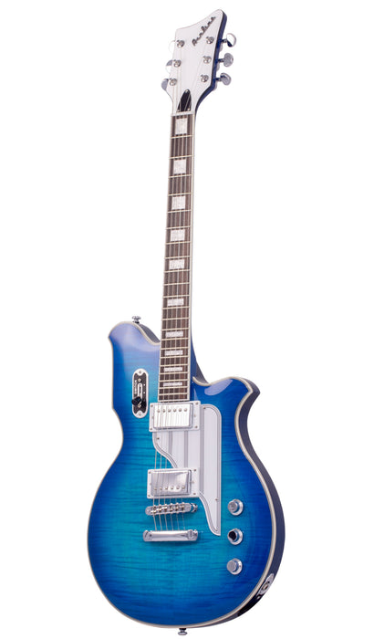 Eastwood Airline Map FM Guitar Flame Maple Top - Blueburst Flame