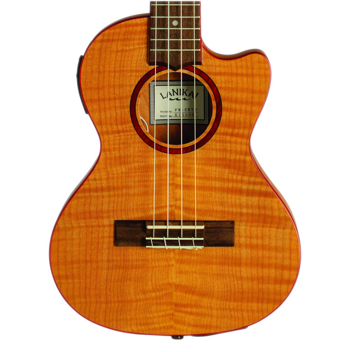 Lanikai FM-CETT Flame Maple Thin Tenor Ukulele Electric Natural with Gig Bag