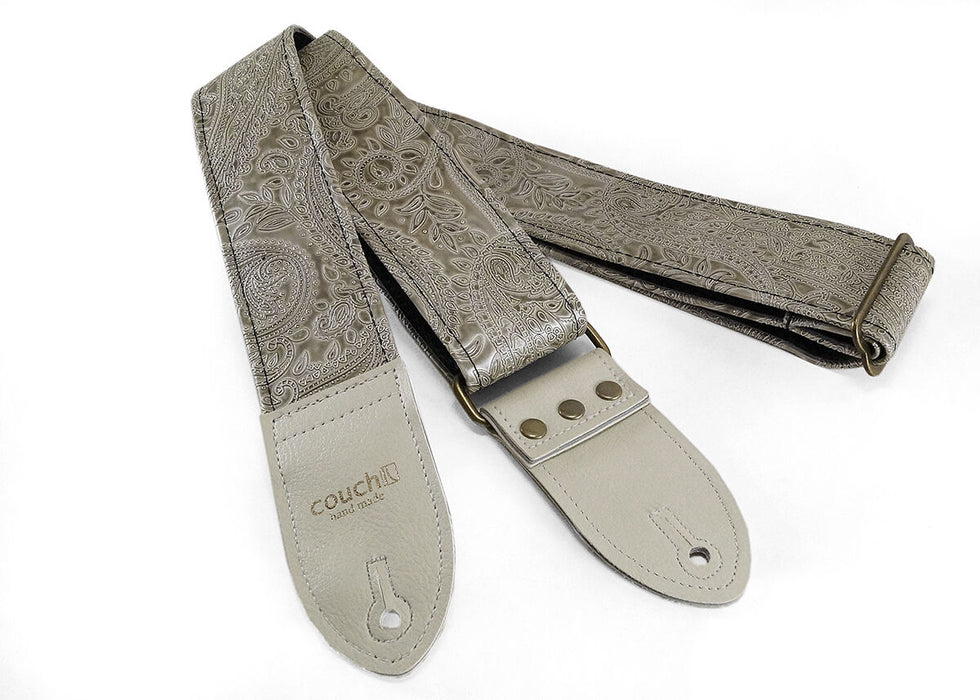 Couch Paisley Ivory Guitar Strap With Aged Bronze Hardware Guitar Strap - L106